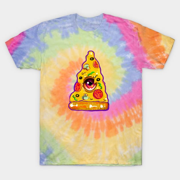 Trippy One Eyed Psychedelic Pizza T-Shirt by CatsandBats